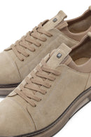 Erkek Bej Bağcıklı Kalın Tabanlı Süet Deri Sneaker | Derimod