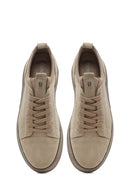 Erkek Bej Bağcıklı Kalın Tabanlı Süet Deri Sneaker | Derimod