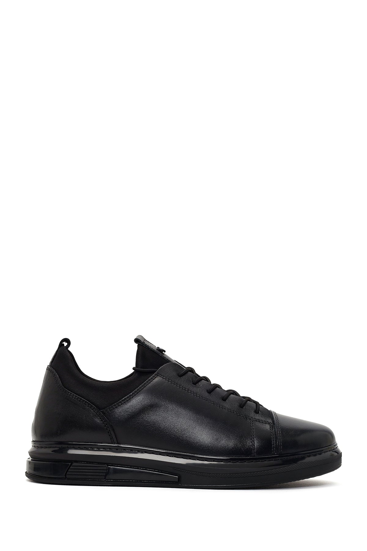 Men's Black Lace-up Thick-Sole Leather Sneaker 26SFD630518 | Derimod