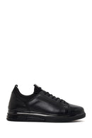 Men's Black Lace-up Thick-Sole Leather Sneaker | Derimod