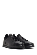 Men's Black Lace-up Thick-Sole Leather Sneaker | Derimod