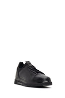 Men's Black Lace-up Thick-Sole Leather Sneaker | Derimod