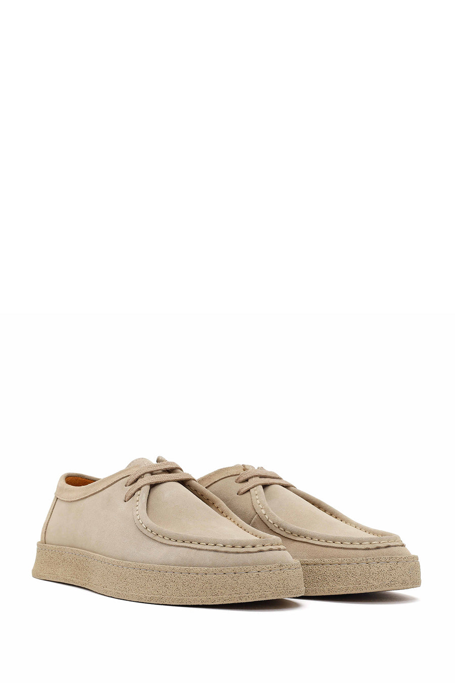 Men's Beige Lace-Up Chunky Sole Suede Leather Casual Shoes