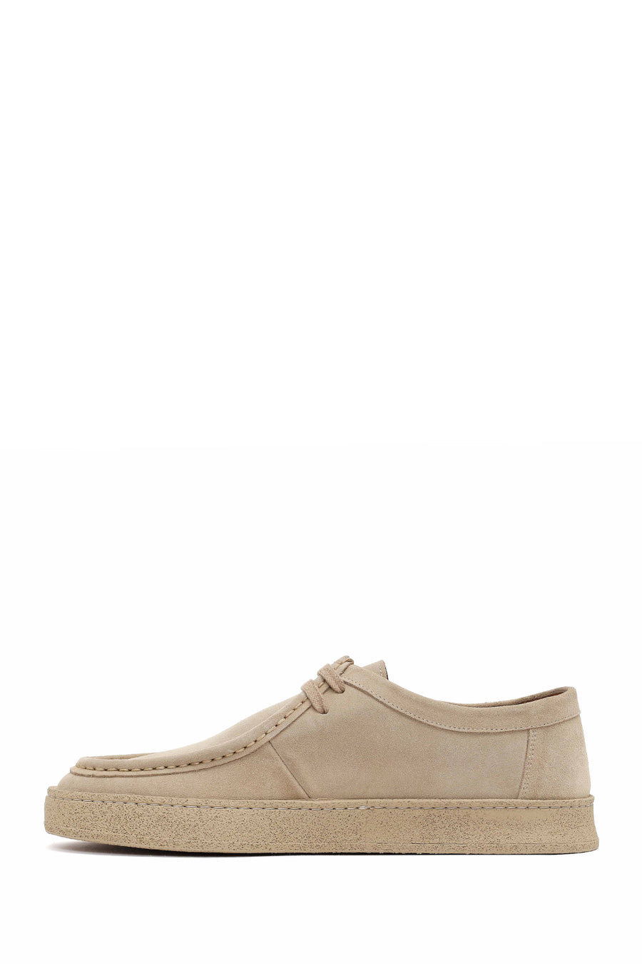 Men's Beige Lace-Up Chunky Sole Suede Leather Casual Shoes