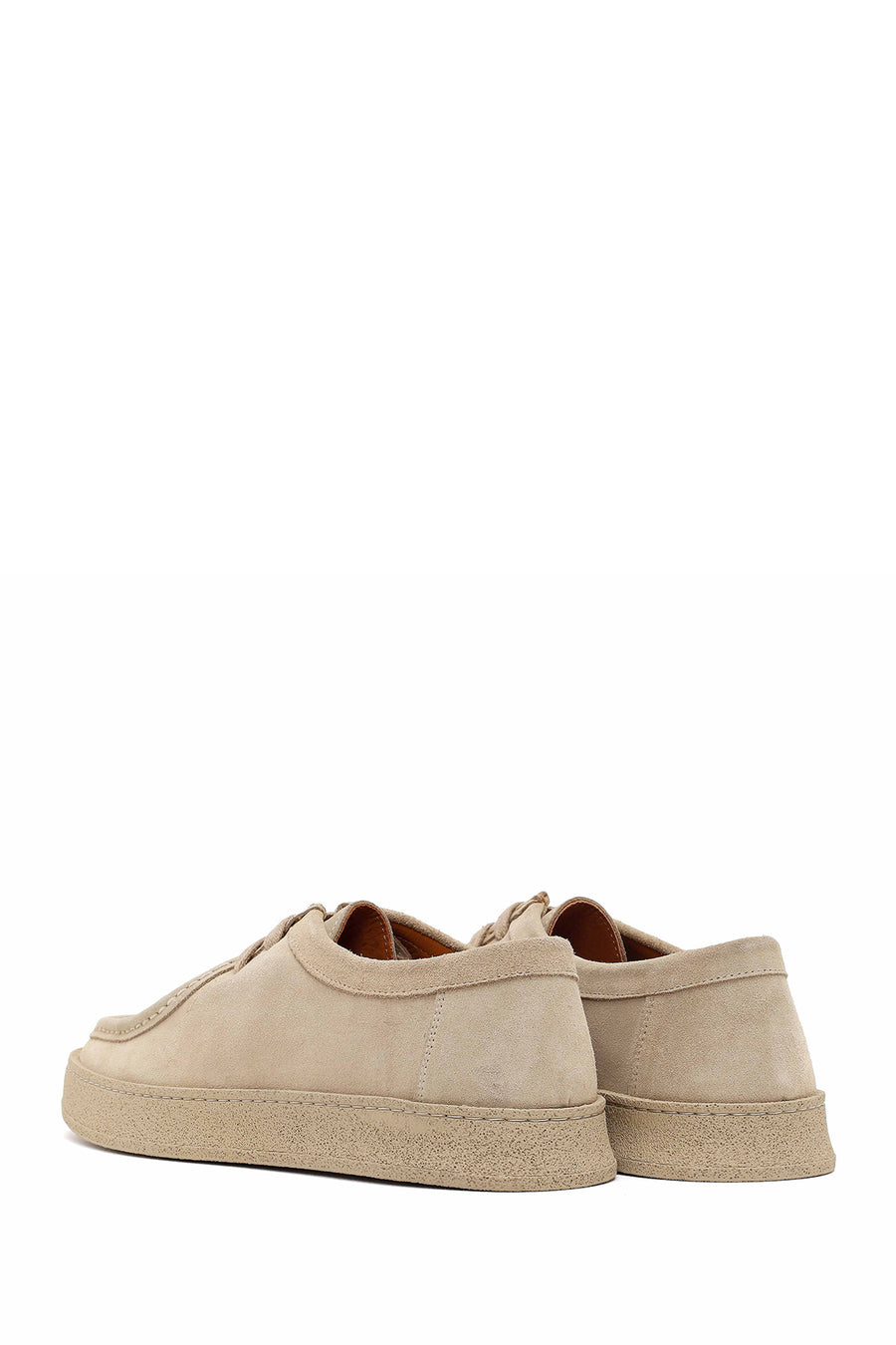 Men's Beige Lace-Up Chunky Sole Suede Leather Casual Shoes