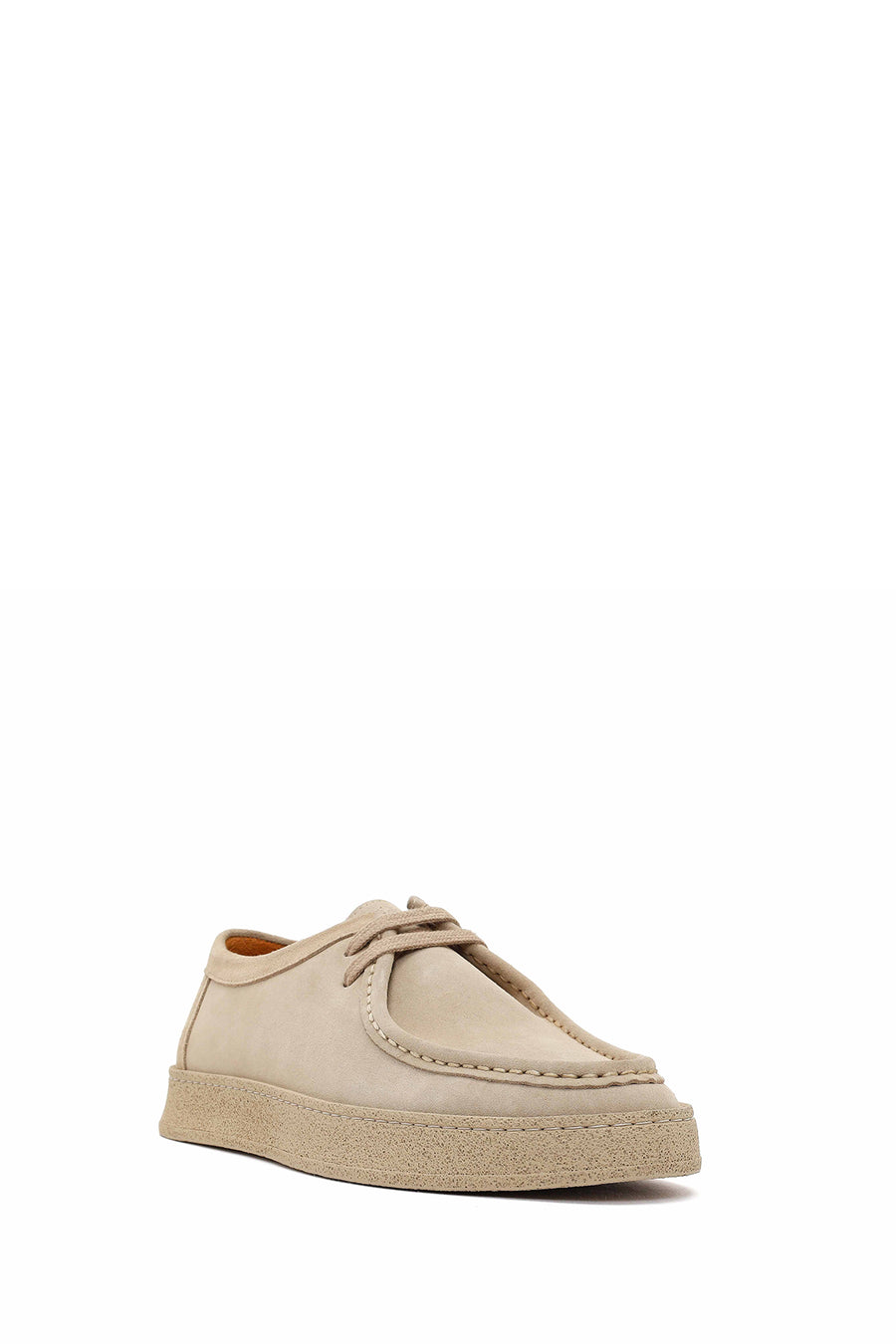 Men's Beige Lace-Up Chunky Sole Suede Leather Casual Shoes