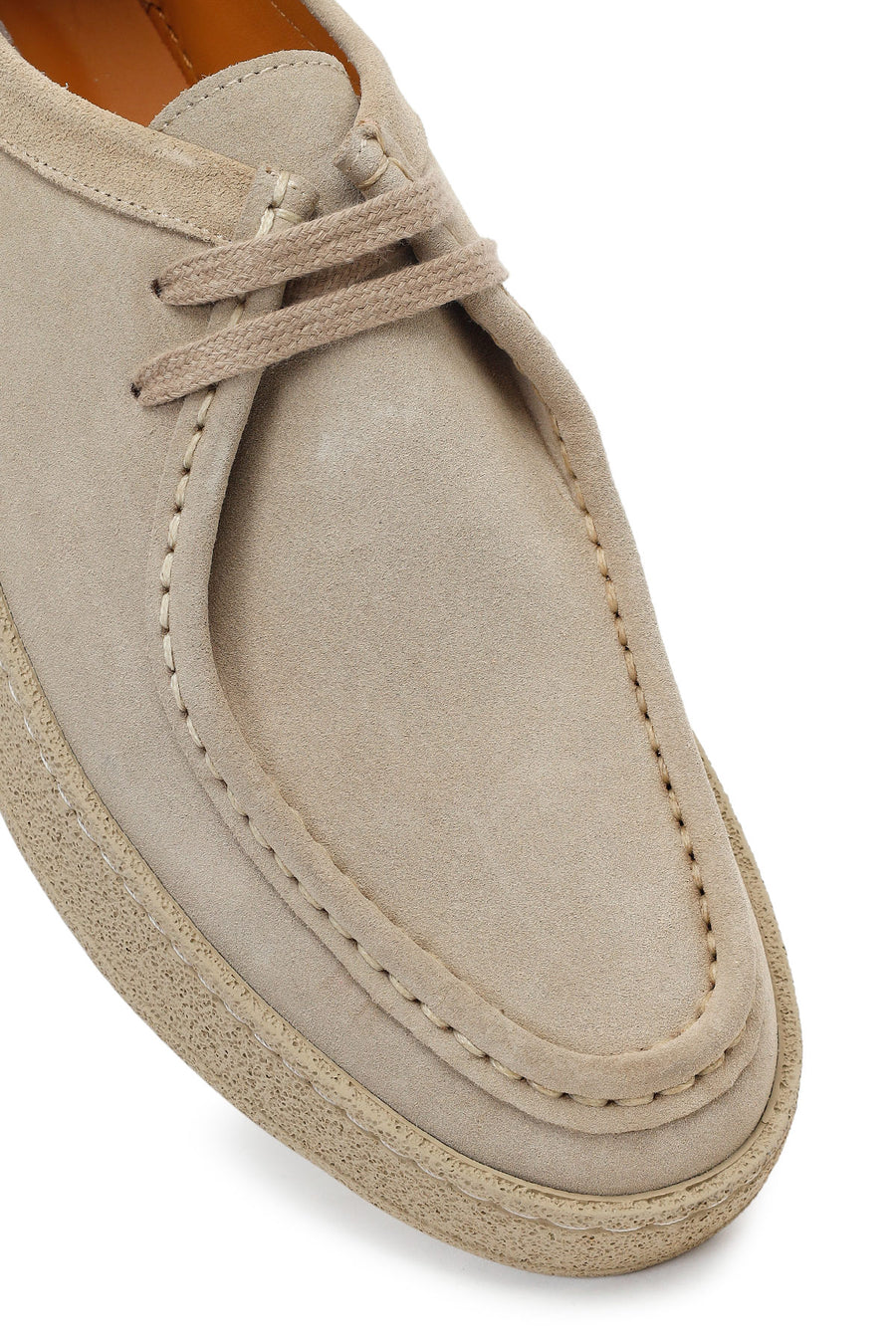 Men's Beige Lace-Up Chunky Sole Suede Leather Casual Shoes