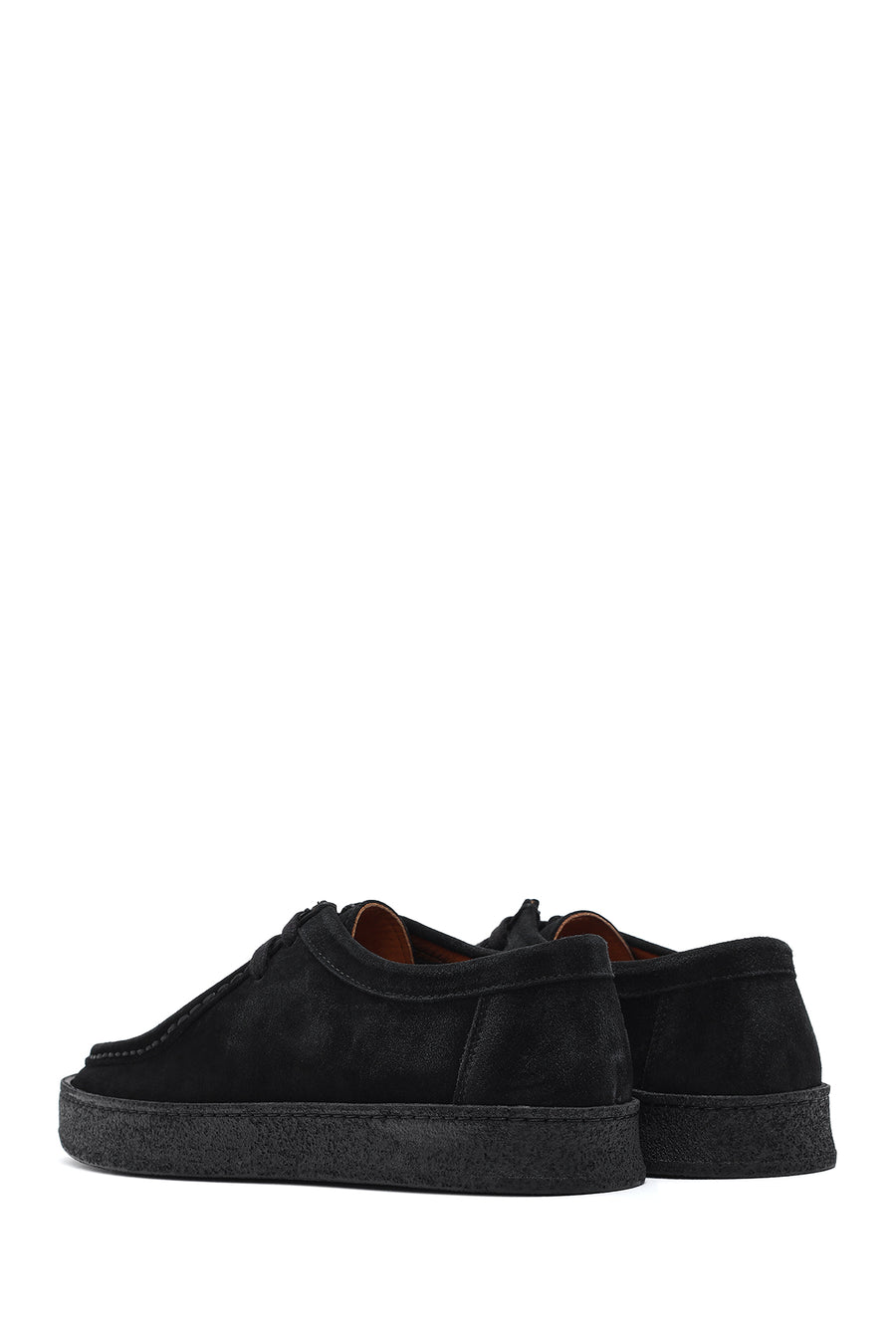 Men's Black Lace-Up Chunky Sole Suede Leather Casual Shoes