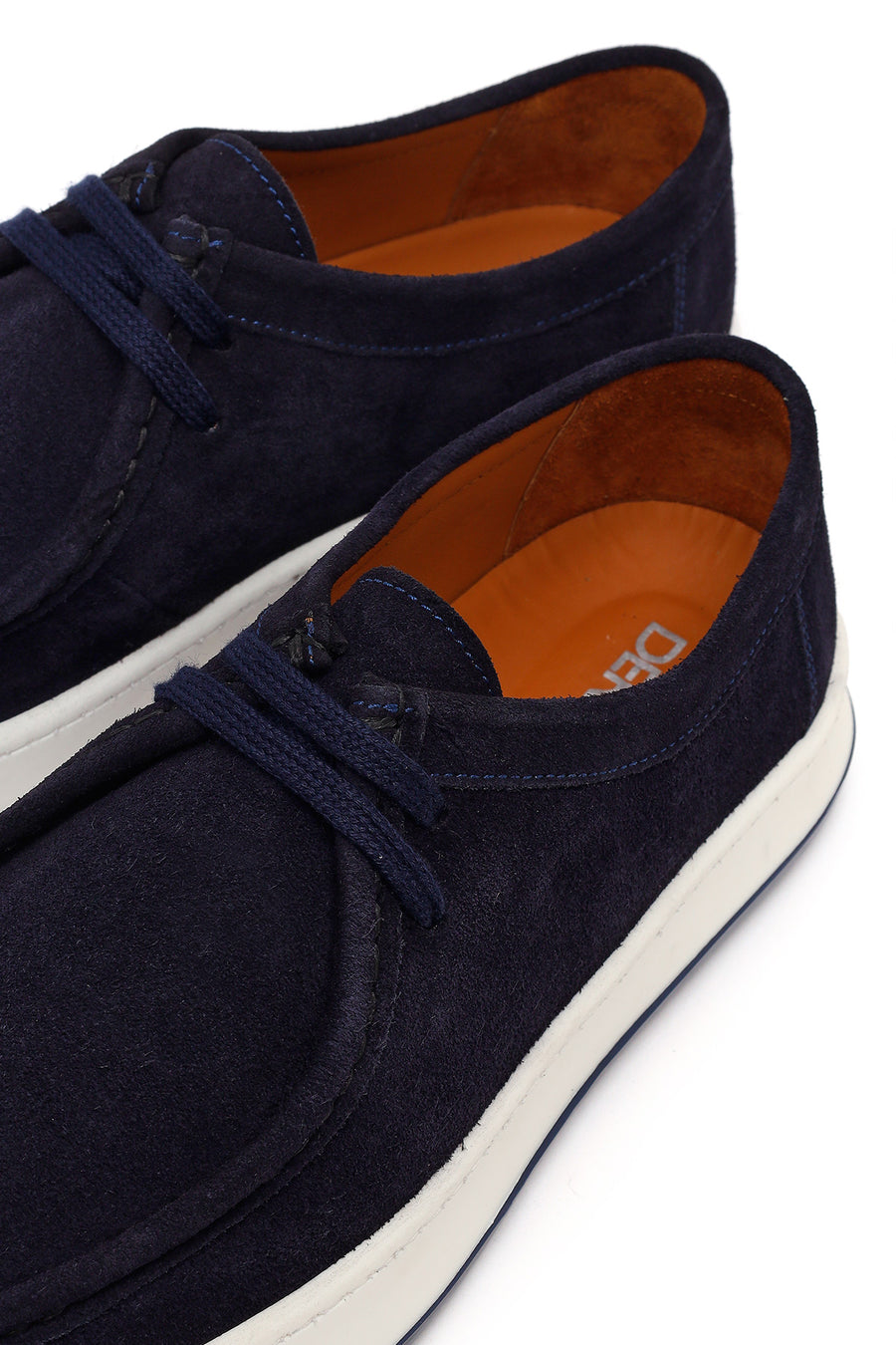 Men's Navy Blue Lace-up Suede Leather Casual Shoes
