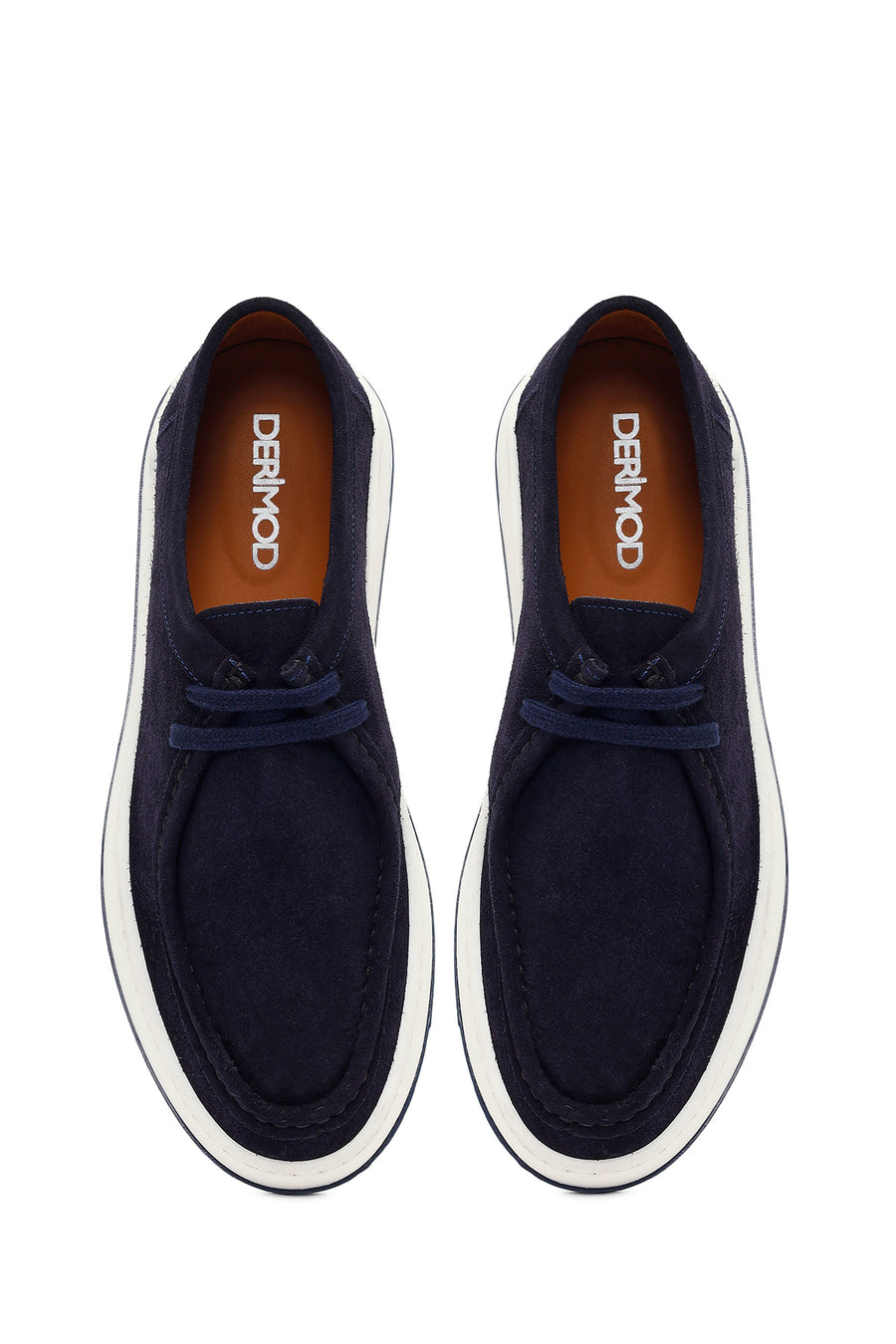 Men's Navy Blue Lace-up Suede Leather Casual Shoes