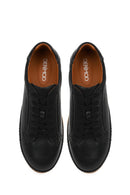 Men's Black Lace-up Leather Sneaker | Derimod