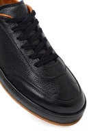Erkek Siyah Bağcıklı Deri Sneaker | Derimod