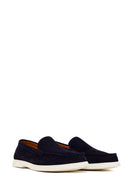 Male Navy Suede Leather Loafer | Derimod