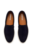 Male Navy Suede Leather Loafer | Derimod