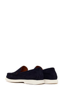 Male Navy Suede Leather Loafer | Derimod
