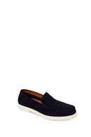 Male Navy Suede Leather Loafer | Derimod