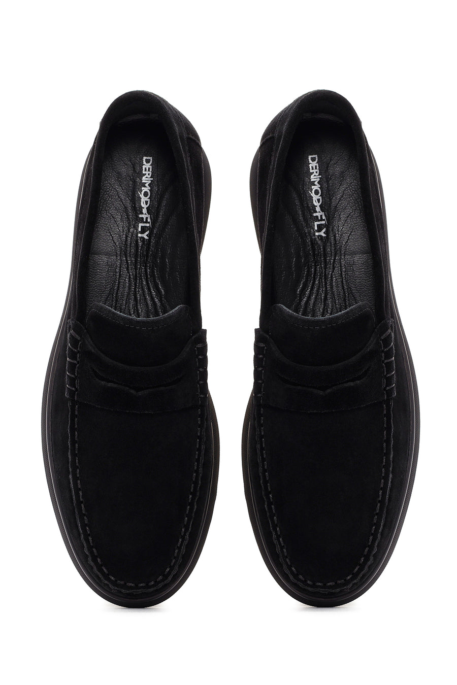 Derimod Fly Male Black Suede Leather Loafer