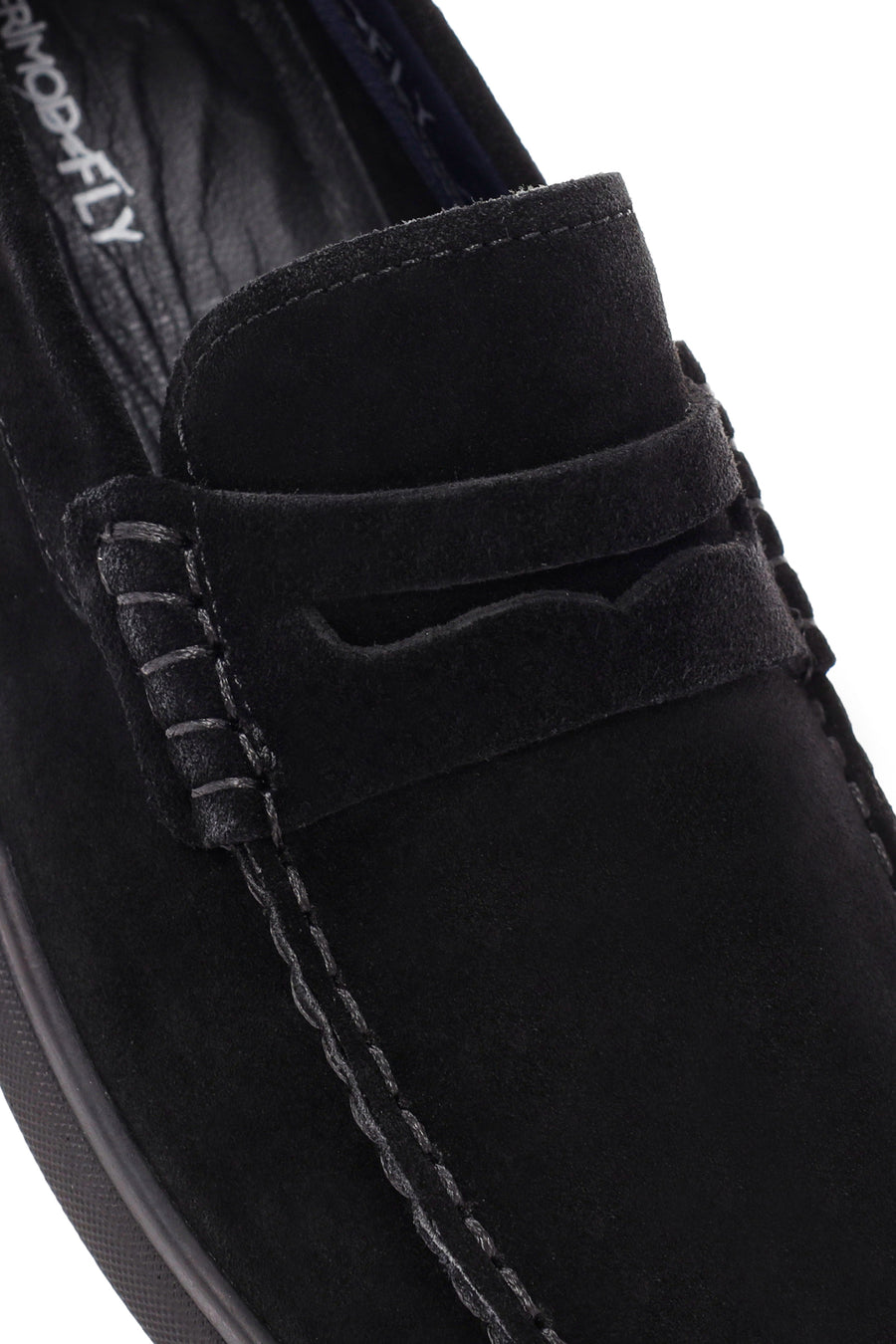 Derimod Fly Male Black Suede Leather Loafer