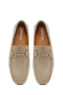 Men's Beige Buckle Suede Leather Loafer | Derimod
