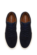 Men's Navy Blue Lace-Up Thick Soled Suede Leather Sneaker | Derimod