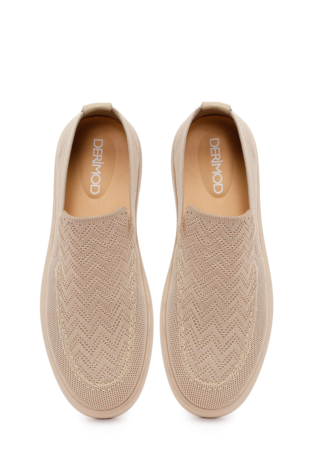 Erkek Bej Desenli Kumaş Loafer