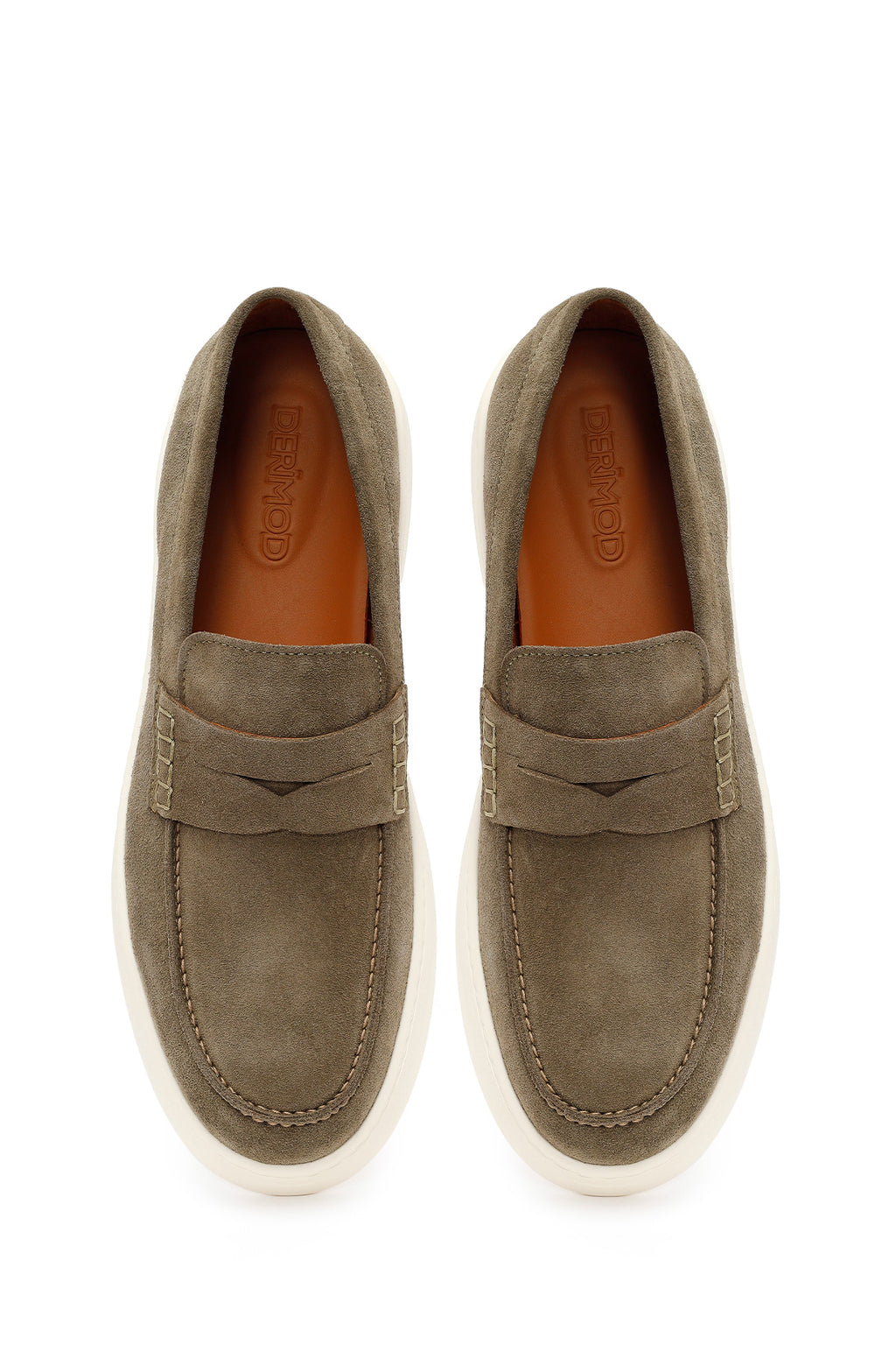 Erkek Haki Süet Deri Casual Loafer