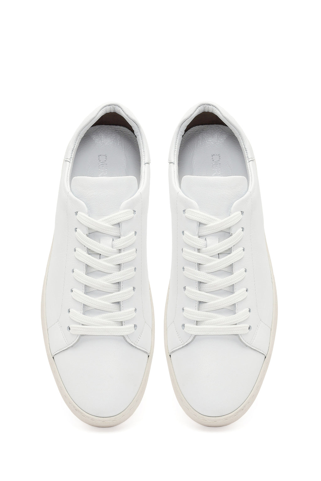 Erkek Beyaz Bağcıklı Deri Sneaker