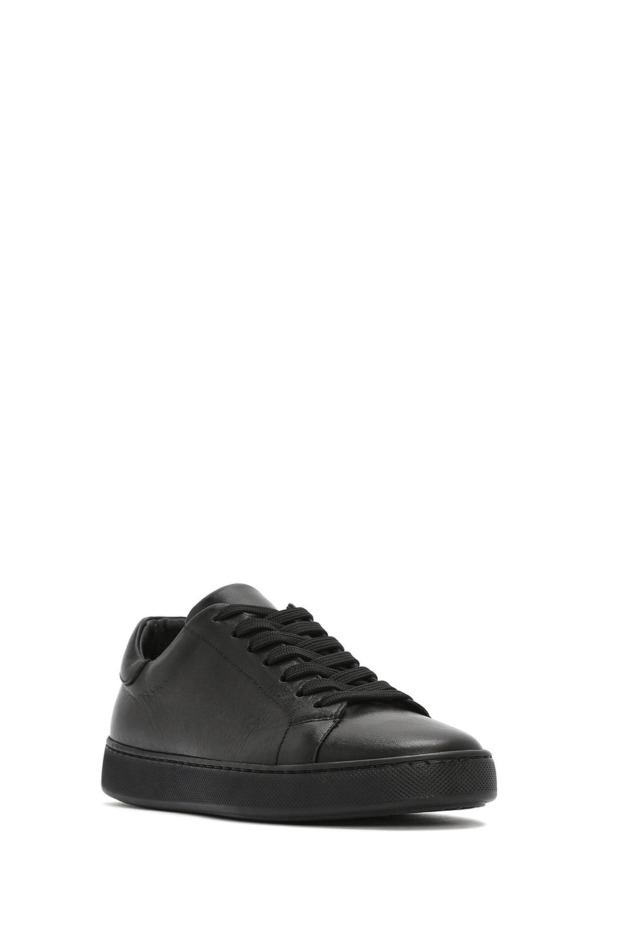 Erkek Siyah Bağcıklı Deri Sneaker