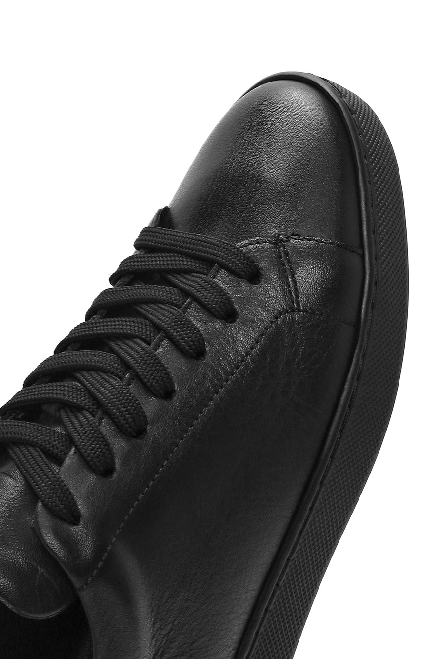 Erkek Siyah Bağcıklı Deri Sneaker