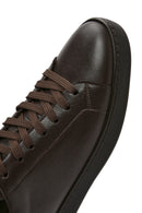Erkek Kahverengi Bağcıklı Deri Sneaker | Derimod