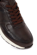 Erkek Kahverengi Bağcıklı Kalın Tabanlı Deri Sneaker | Derimod