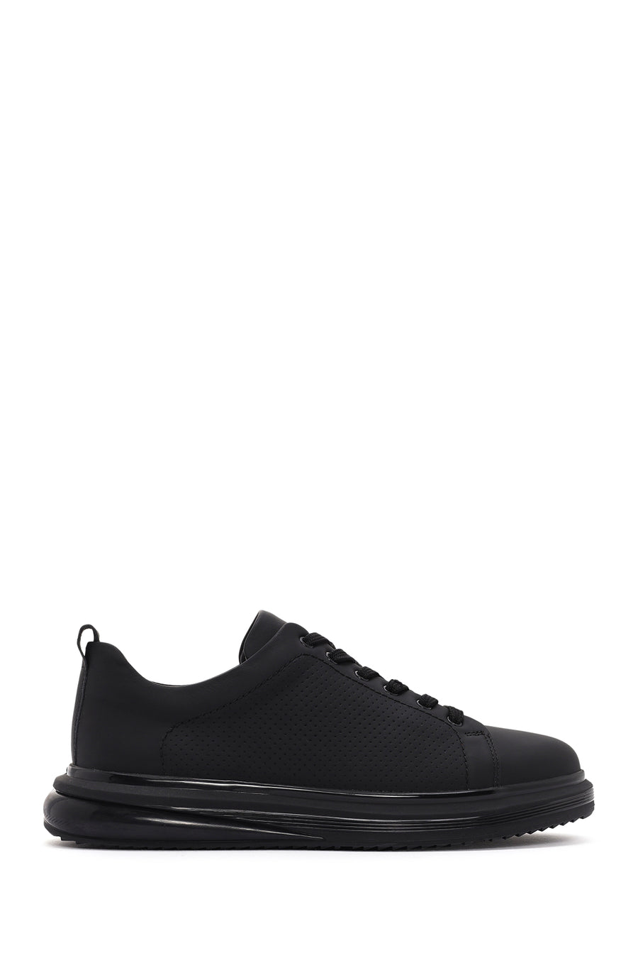 Erkek Siyah Bağcıklı Kalın Tabanlı Deri Sneaker 26SFD6405DI | Derimod
