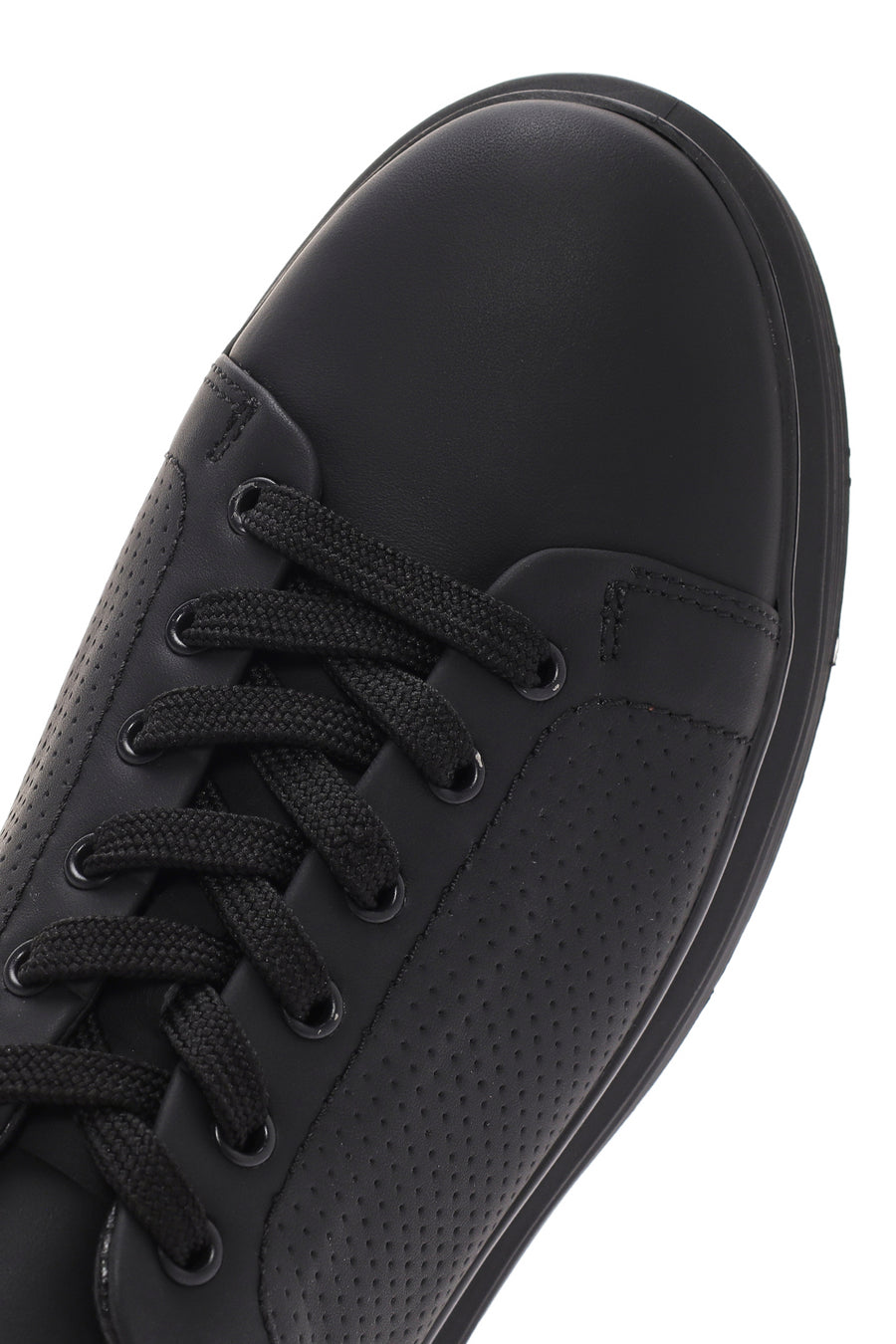 Erkek Siyah Bağcıklı Kalın Tabanlı Deri Sneaker