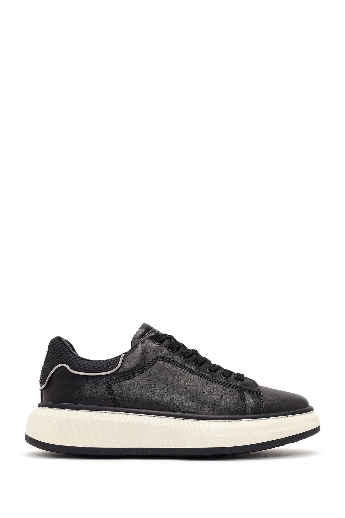 Men's Black Thick Soled Leather Sneaker 26SFD640618 | Derimod
