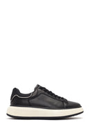 Men's Black Thick Soled Leather Sneaker | Derimod