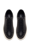 Men's Black Thick Soled Leather Sneaker | Derimod