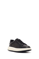 Men's Black Thick Soled Leather Sneaker | Derimod