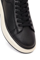 Men's Black Thick Soled Leather Sneaker | Derimod