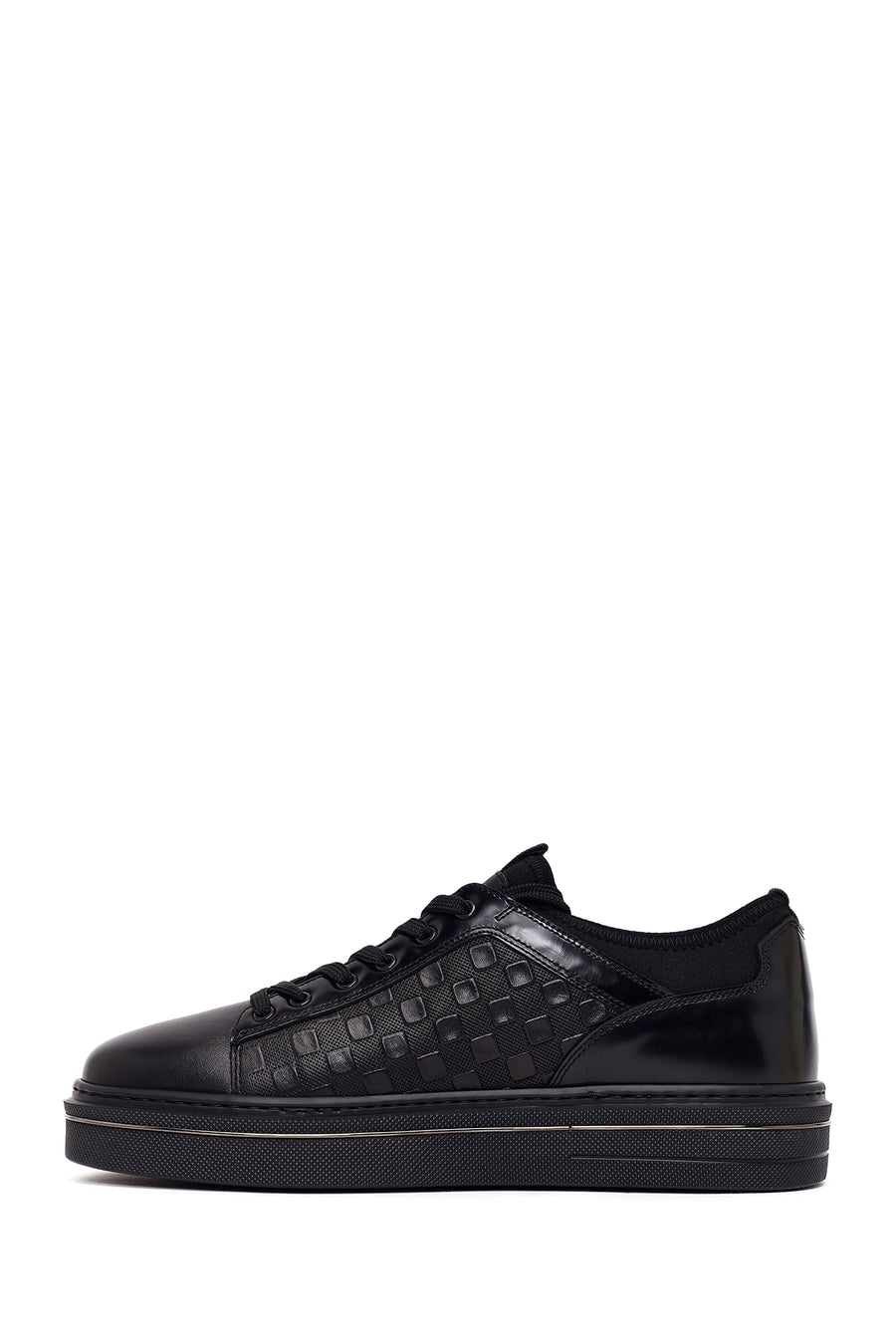 Male Black Lace-Up Leather Sneaker