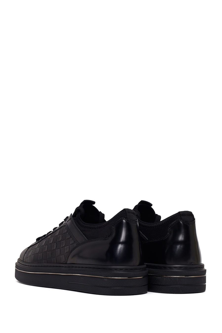 Male Black Lace-Up Leather Sneaker