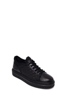 Erkek Siyah Bağcıklı Deri Sneaker | Derimod