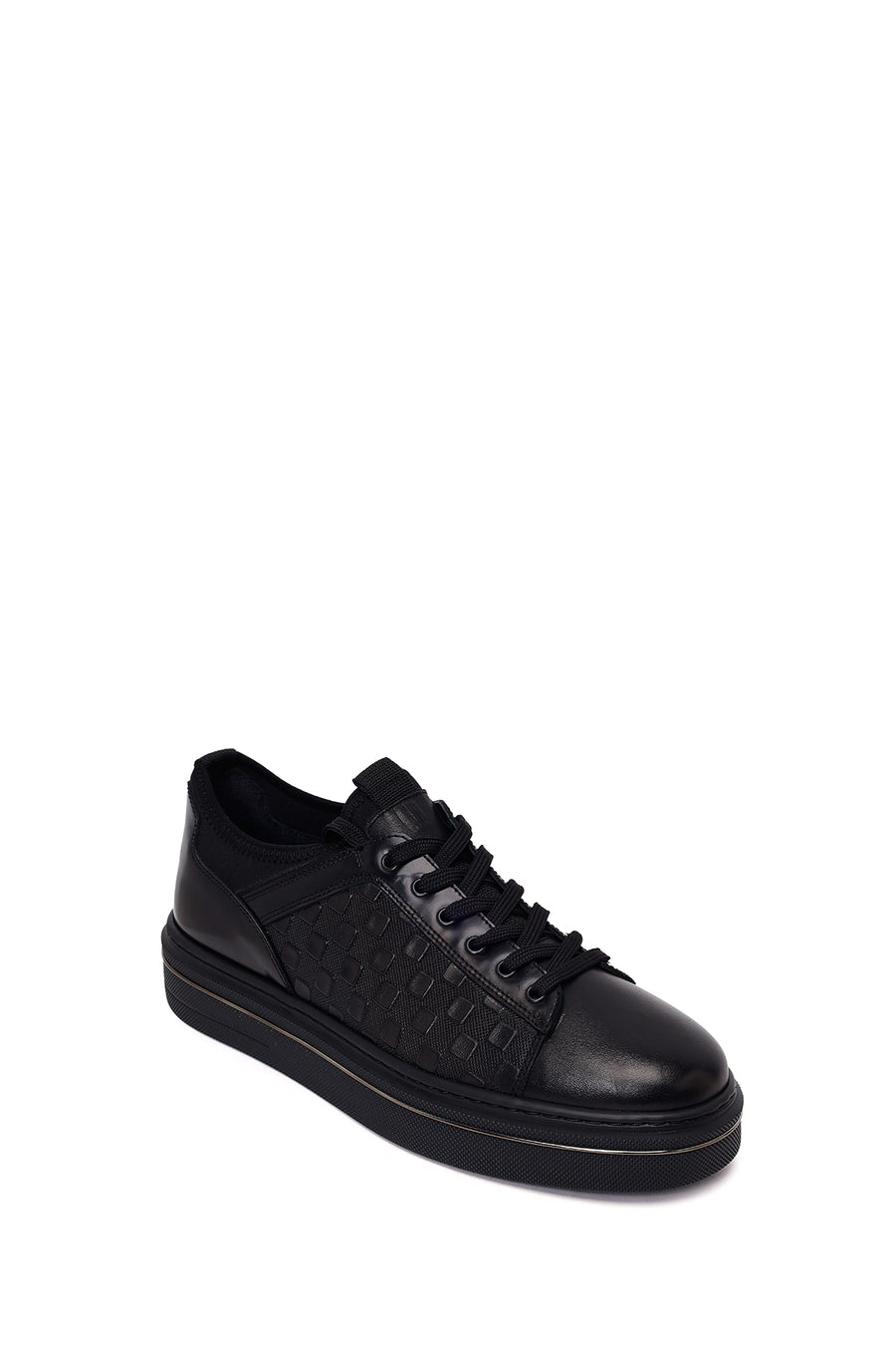 Male Black Lace-Up Leather Sneaker