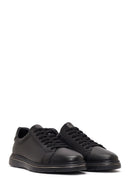 Men's Black Lace-up Thick-Sole Leather Sneaker | Derimod