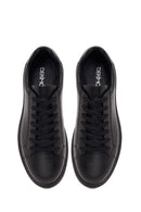 Men's Black Lace-up Thick-Sole Leather Sneaker | Derimod