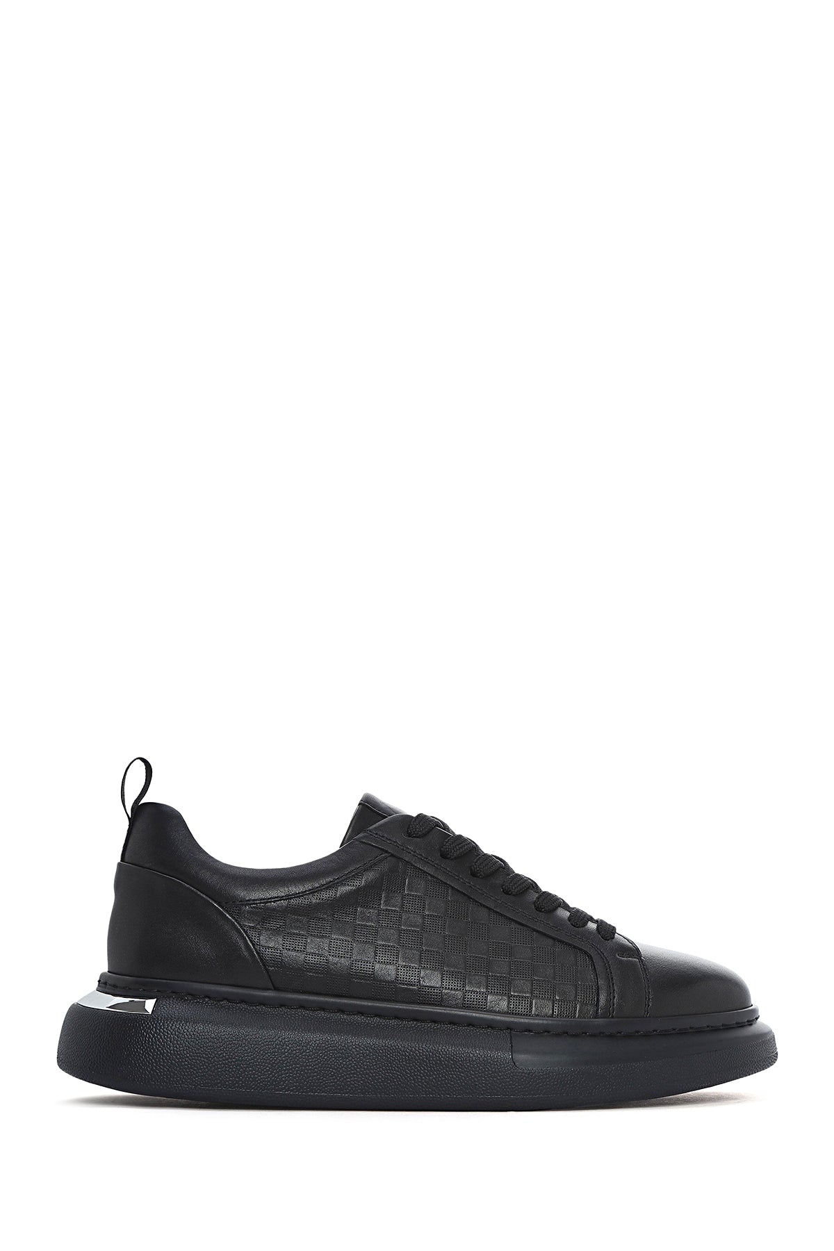 Men's Black Lace-up Thick-Sole Leather Sneaker 26SFD641418 | Derimod
