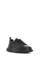 Men's Black Lace-up Thick-Sole Leather Sneaker | Derimod