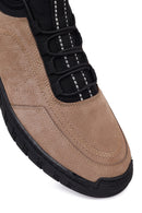 Erkek Vizon Bağcıklı Nubuk Deri Sneaker | Derimod