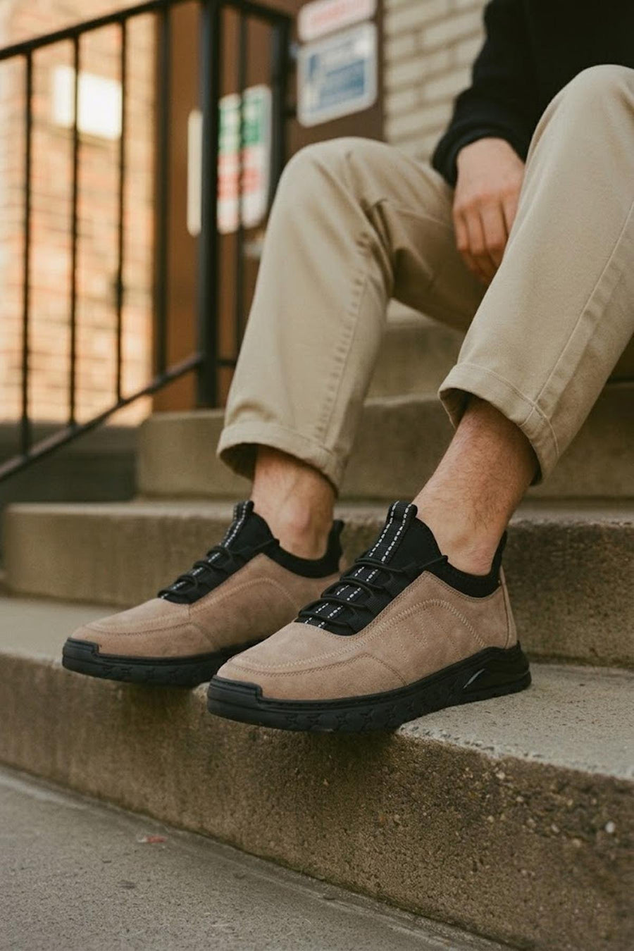 Male Mink Lace-Up Nubuck Leather Sneaker