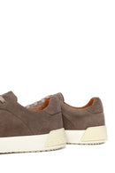 Erkek Vizon Bağcıklı Kalın Tabanlı Süet Deri Sneaker | Derimod