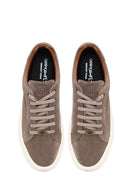 Erkek Vizon Bağcıklı Kalın Tabanlı Süet Deri Sneaker | Derimod
